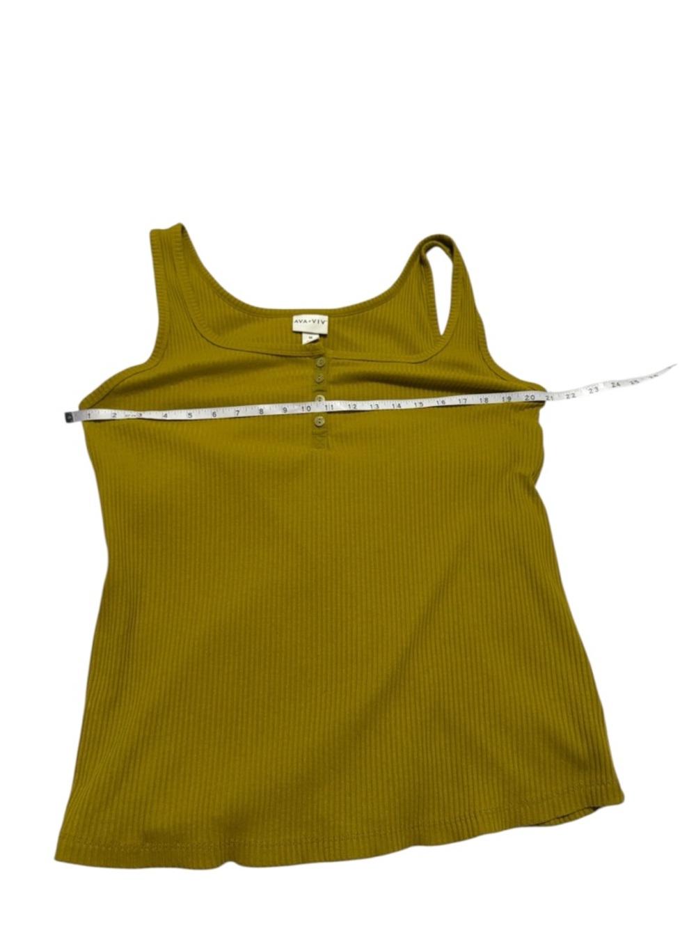Ava & Viv Ribbed Scoop Neck Tank Top in Mustard Yellow 1X - Picture 2 of 4